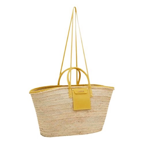 Authentic Jacquemus Le Grand Panier Raffia Basket Tote, Bniop